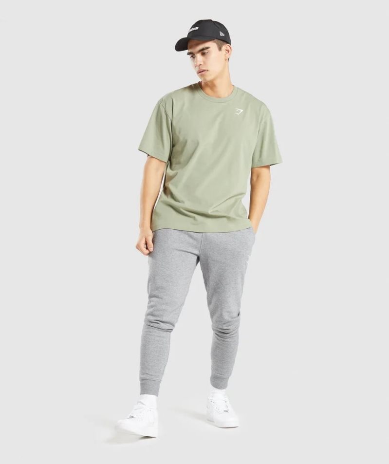 Koszulki Gymshark Essential Oversized Męskie Głęboka Zielone | PL 417DPQ